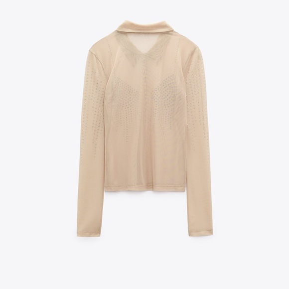 ZARA RHINESTONE TULLE SHIRT - Picture 12 of 12